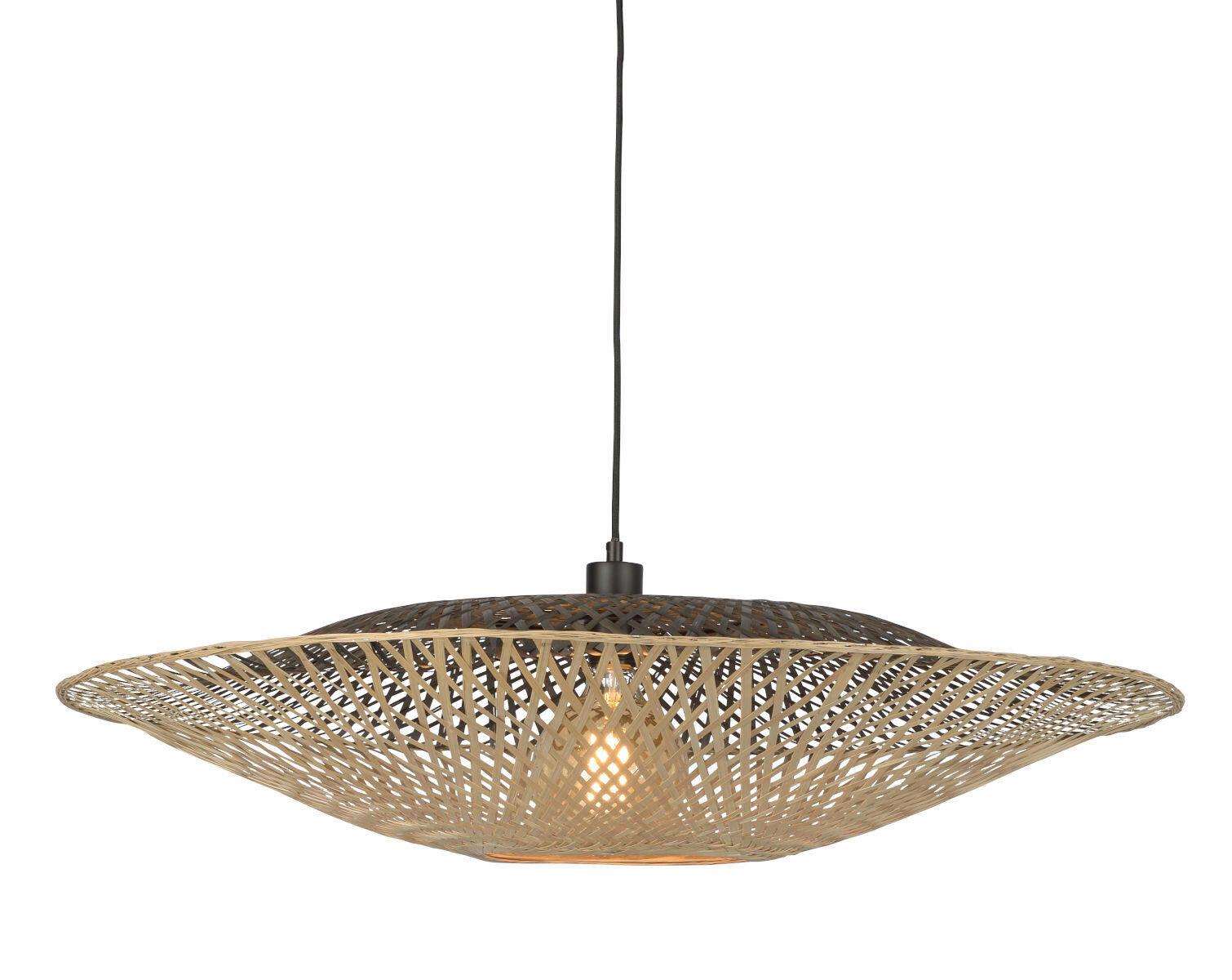 Hängeleuchte Kalimantan 1-Flammig - Hellbraun/Schwarz, Natur, Naturmaterialien (87/21cm) - Good & Mojo