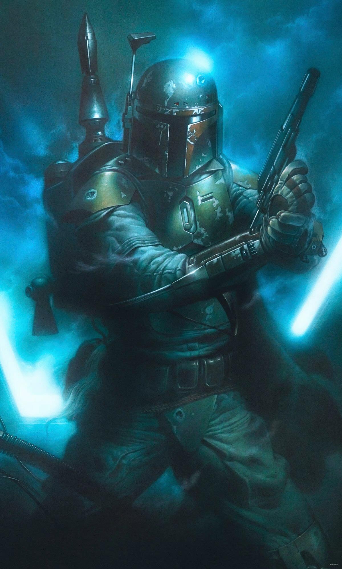 Fototapete Star Wars Bounty Hunter - Blau, Trend, Textil (150/280cm)