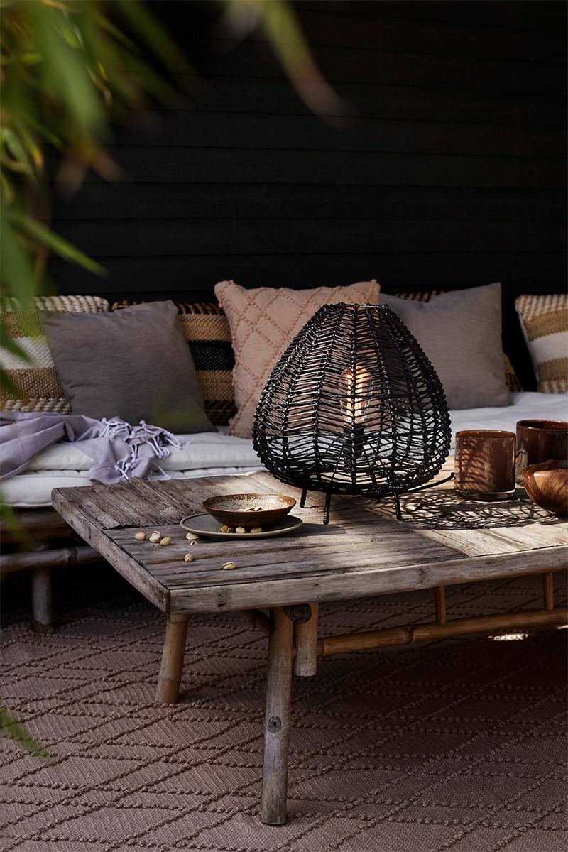 Außenleuchte 423603-3509 Nana - Schwarz, KONVENTIONELL, Naturmaterialien (36,5/38,5/36,5cm)