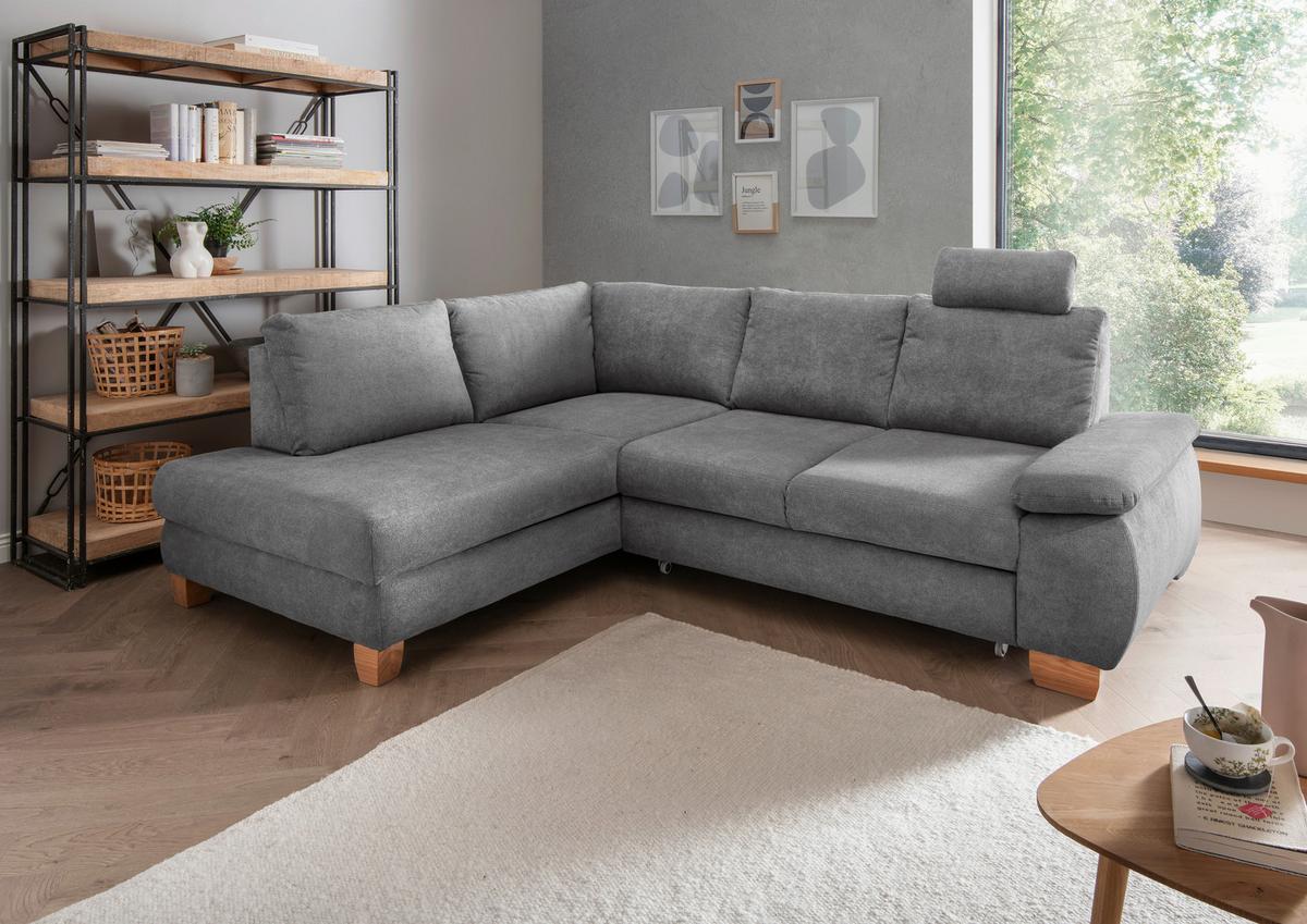 Eckschlafsofa Positano, Grau S: 206x261 Cm - Wildeiche/Grau, MODERN, Textil (206/261cm) - Livetastic