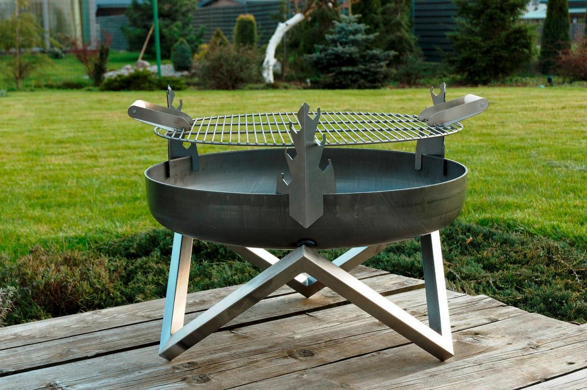 Grill-Aufsatz D: 63 cm - Edelstahlfarben/Rostfarben, Basics, Holz/Metall (63cm)