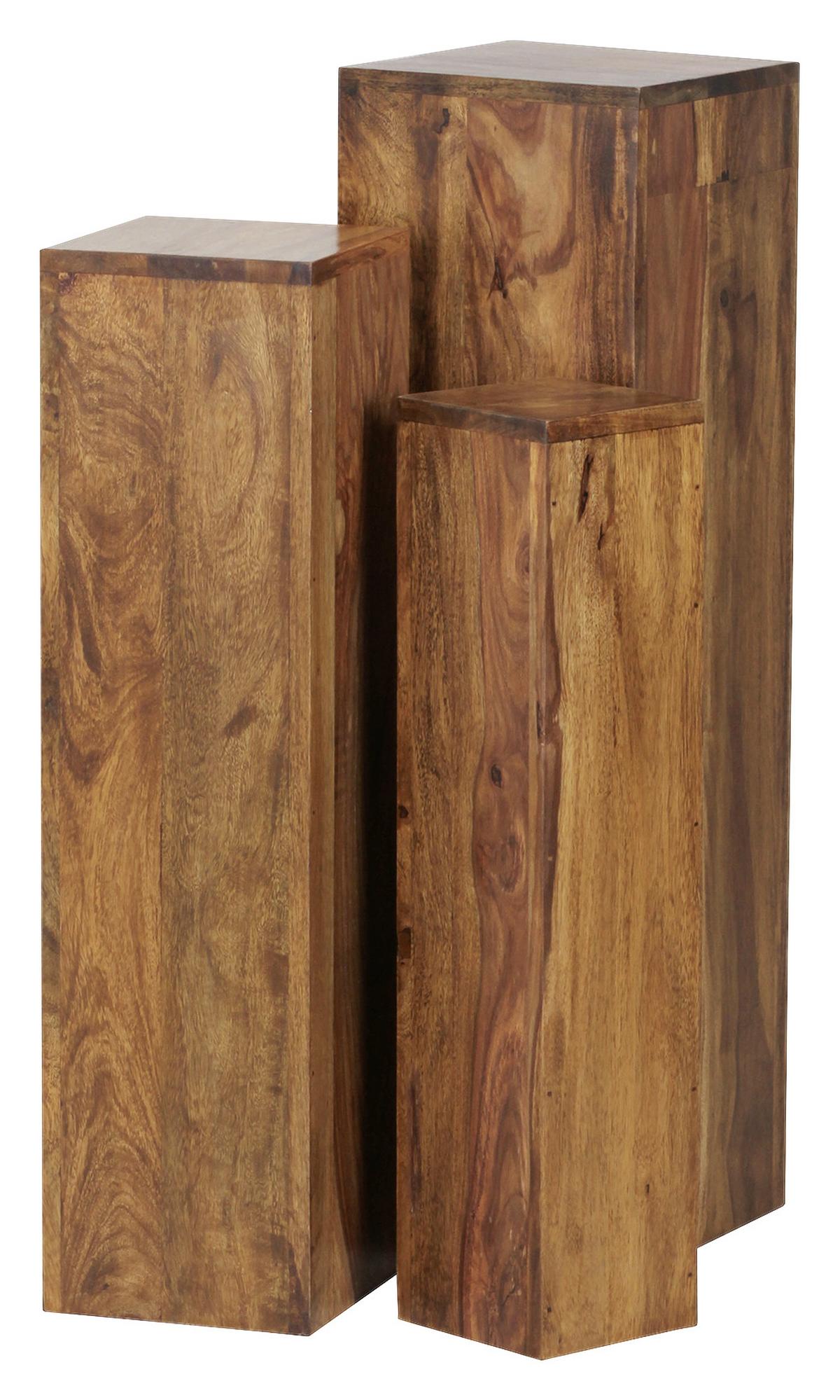 Dekosäulen 3er-Set Holz Massiv Sheesham - Sheeshamfarben, Design, Holz (24,5/24,5/85cm) - MID.YOU