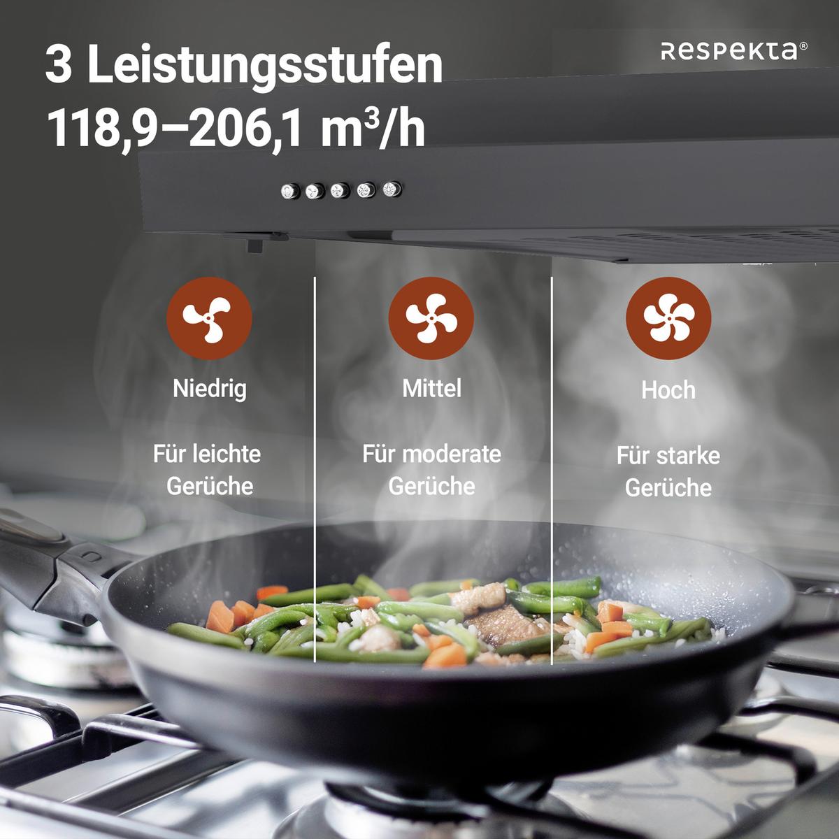 DUNSTABZUGSHAUBE Schwarz B: 60cm - Schwarz, Trend, Metall (60/8/46,5cm) - Respekta