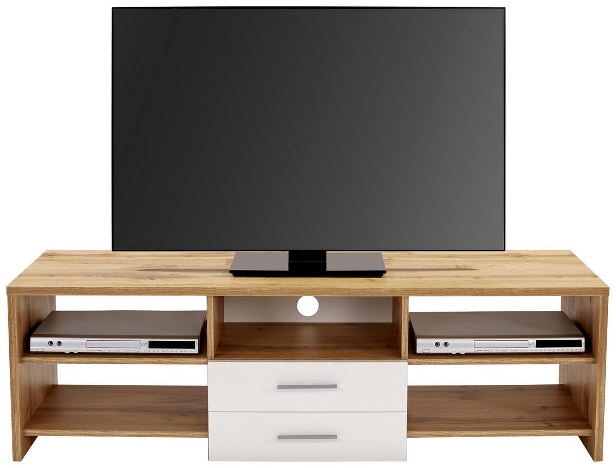 TV-Lowboard Tico B: 150 cm Weiß, Eiche Dekor - Eichefarben/Schwarz, MODERN, Holz (150/45/40cm)