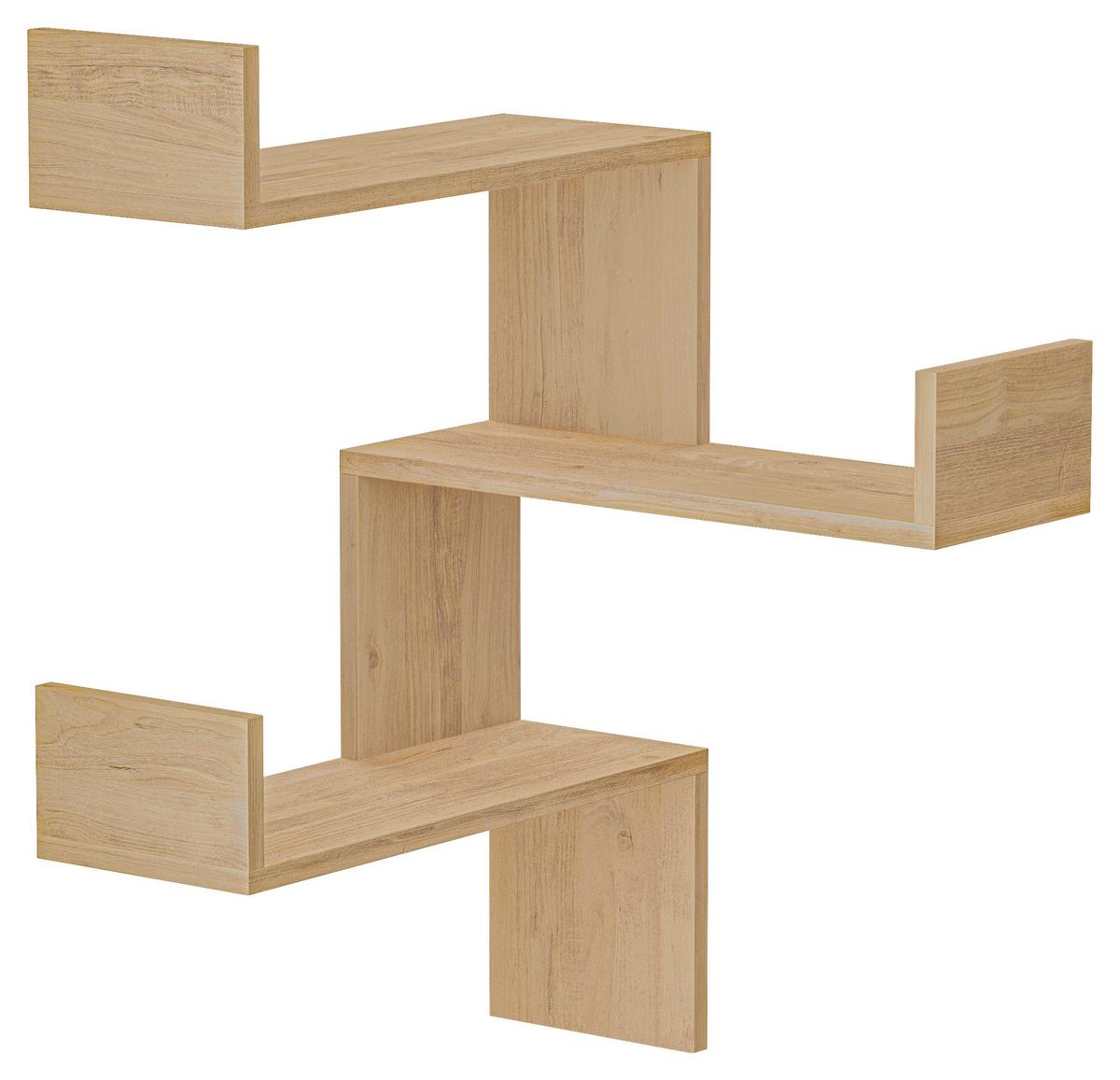 Wandregal Luksa Eckregal - Eichefarben, Design, Holzwerkstoff (60/90/22cm) - Livetastic