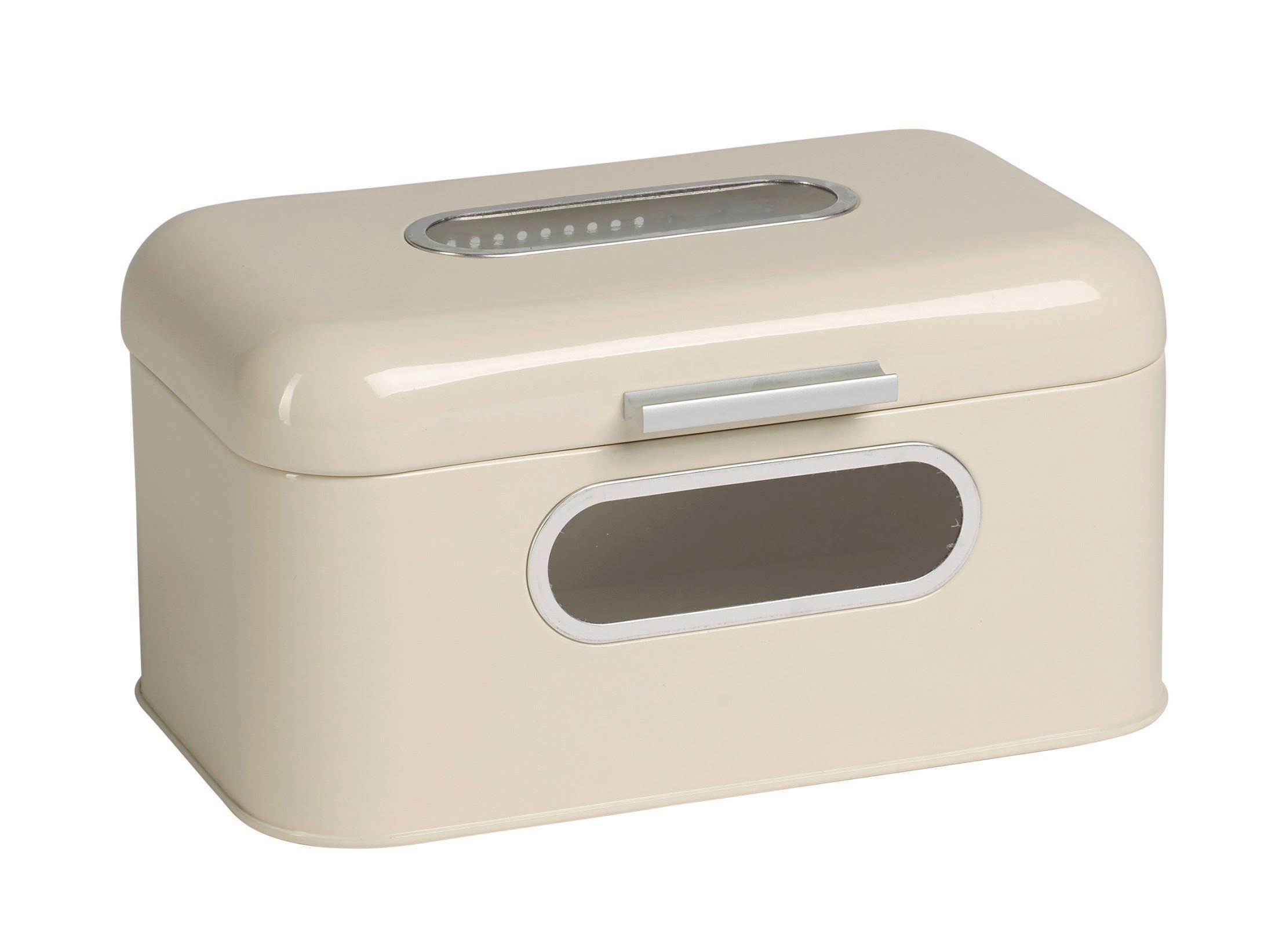 Brotkasten Retro Creme, L/B/H: 30x20x16,5 cm - Creme, Basics, Metall (30/20/16,5cm) - Echtwerk