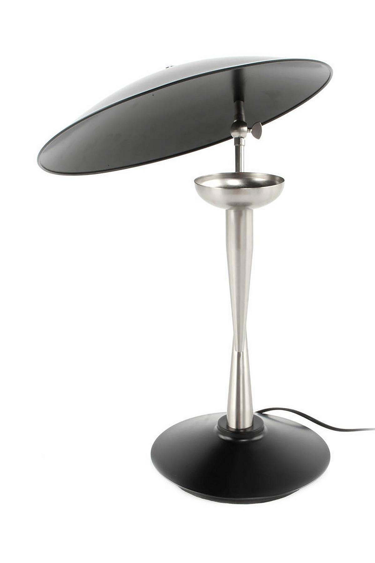 Tischlampe Flyer Schwarz/Silberfarben - Silberfarben/Schwarz, Trend, Metall (36/36/50cm) - Kayoom