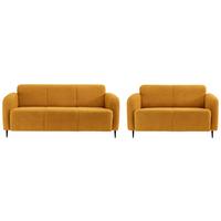 Sitzgarnitur 2-Tlg. Marone Gelb - Gelb/Schwarz, MODERN, Textil (180/76/90cm) - Livetastic