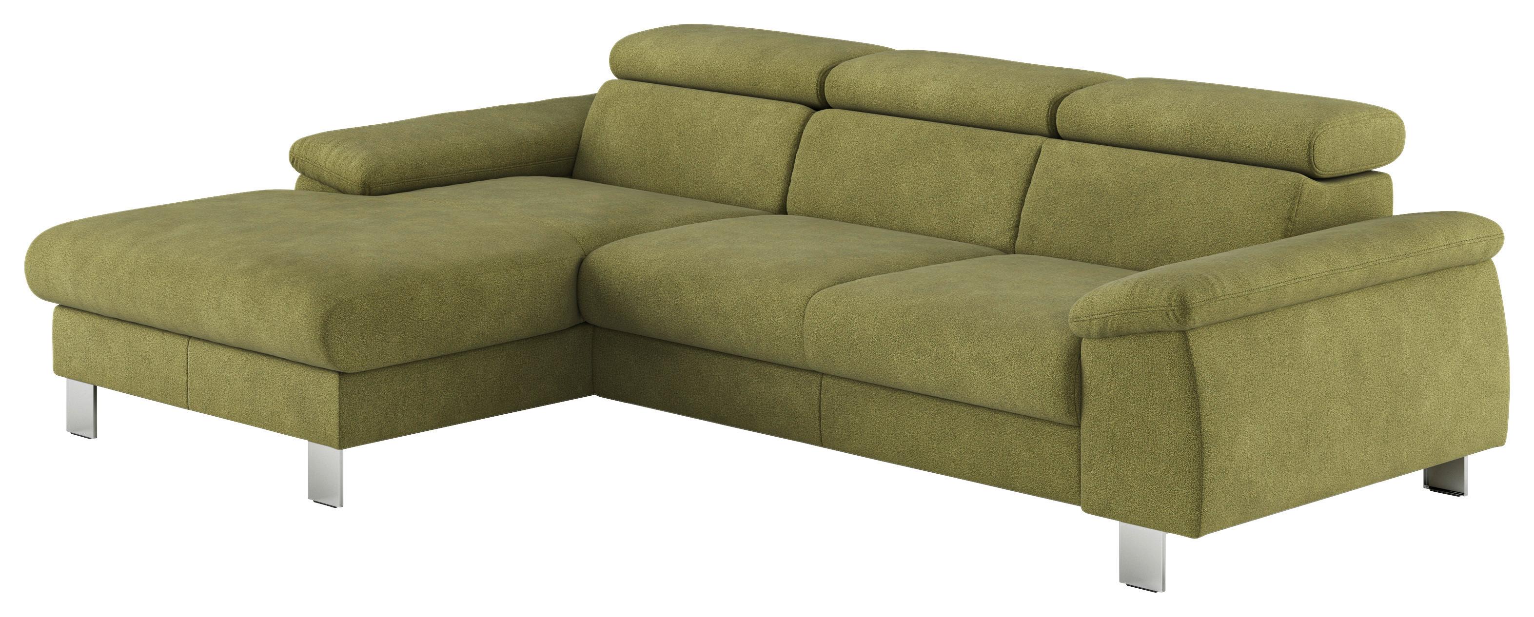 Ecksofa Micky, Grün S:166x244 Cm - Chromfarben/Grün, Design, Textil (166/244cm) - Livetastic