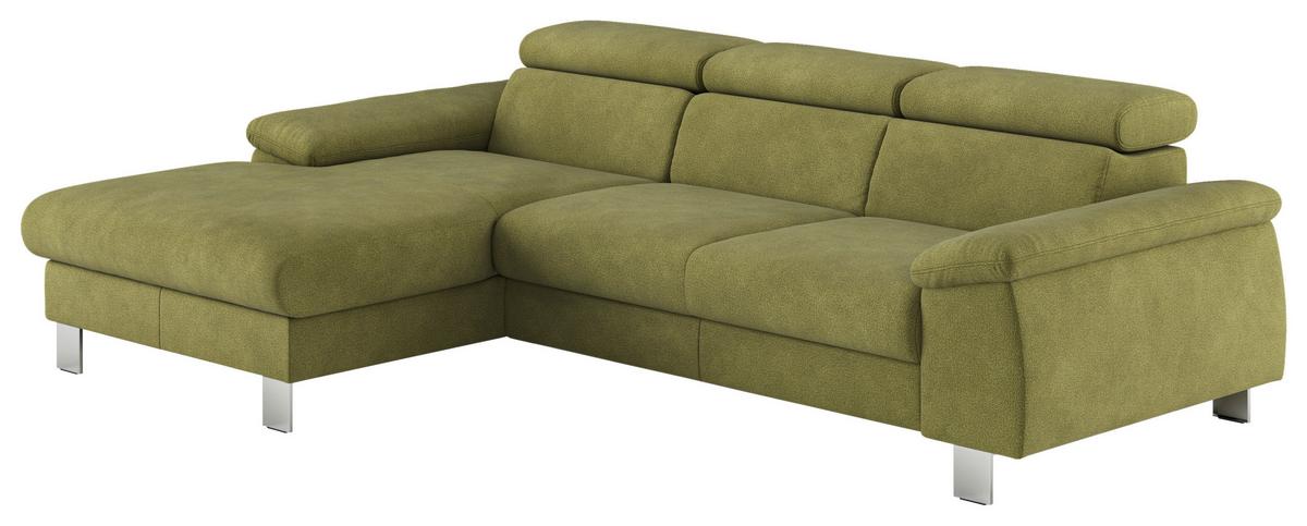 Ecksofa Micky, Grün S:166x244 Cm - Chromfarben/Grün, Design, Textil (166/244cm) - Livetastic