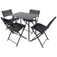 Gartenmöbel Set 5-Tlg Sumila aus Metall/Kunststoff/Textil - Schwarz, MODERN, Kunststoff/Textil - Ambia Garden