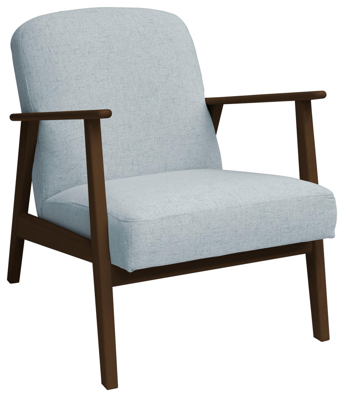 Sessel Retro - Pastellblau/Dunkelbraun, Natur, Holz/Textil (63/78/78cm) - Livetastic