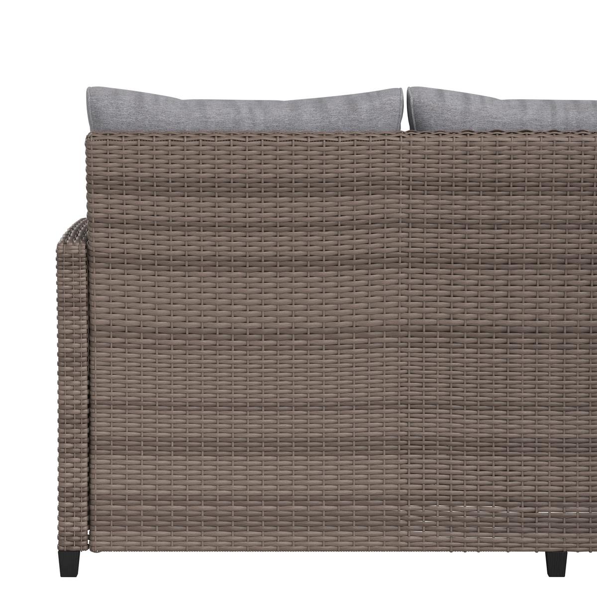 Loungegarnitur 5-Tlg. Porto aus Kunststoff mit Kissen - Grau, MODERN, Kunststoff/Textil (232/175cm) - Beldano