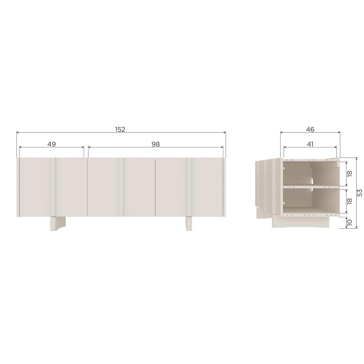 LOWBOARD Basu Grau B: 152cm - Grau, Design, Holz (152/53/46cm) - Livetastic