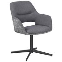 Armlehnstuhl Kaan Chenille Grau, B: 61 cm - Schwarz/Grau, KONVENTIONELL, Textil/Metall (61/85/63cm) - MID.YOU