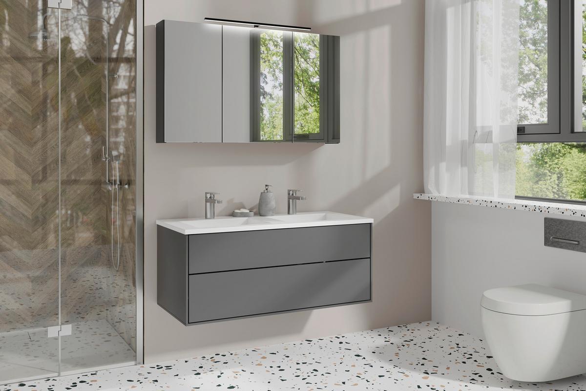 Spiegelschrank Spree Anthrazit B: 100 cm - Anthrazit, MODERN, Glas/Holzwerkstoff (100/60/20cm) - MID.YOU