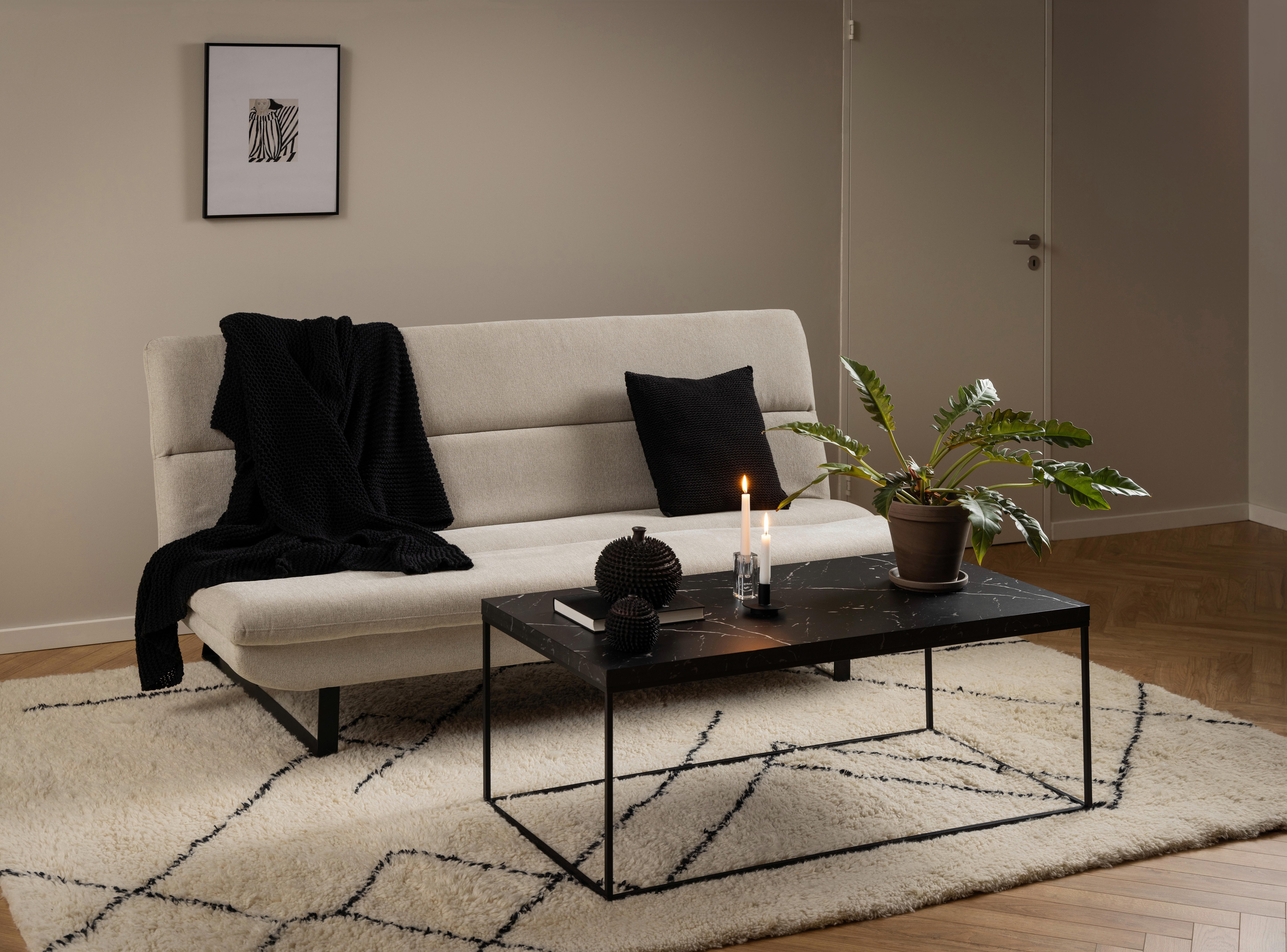 Schlafsofa Arbonne - Beige/Schwarz, KONVENTIONELL, Textil (200/91/124cm) - MID.YOU