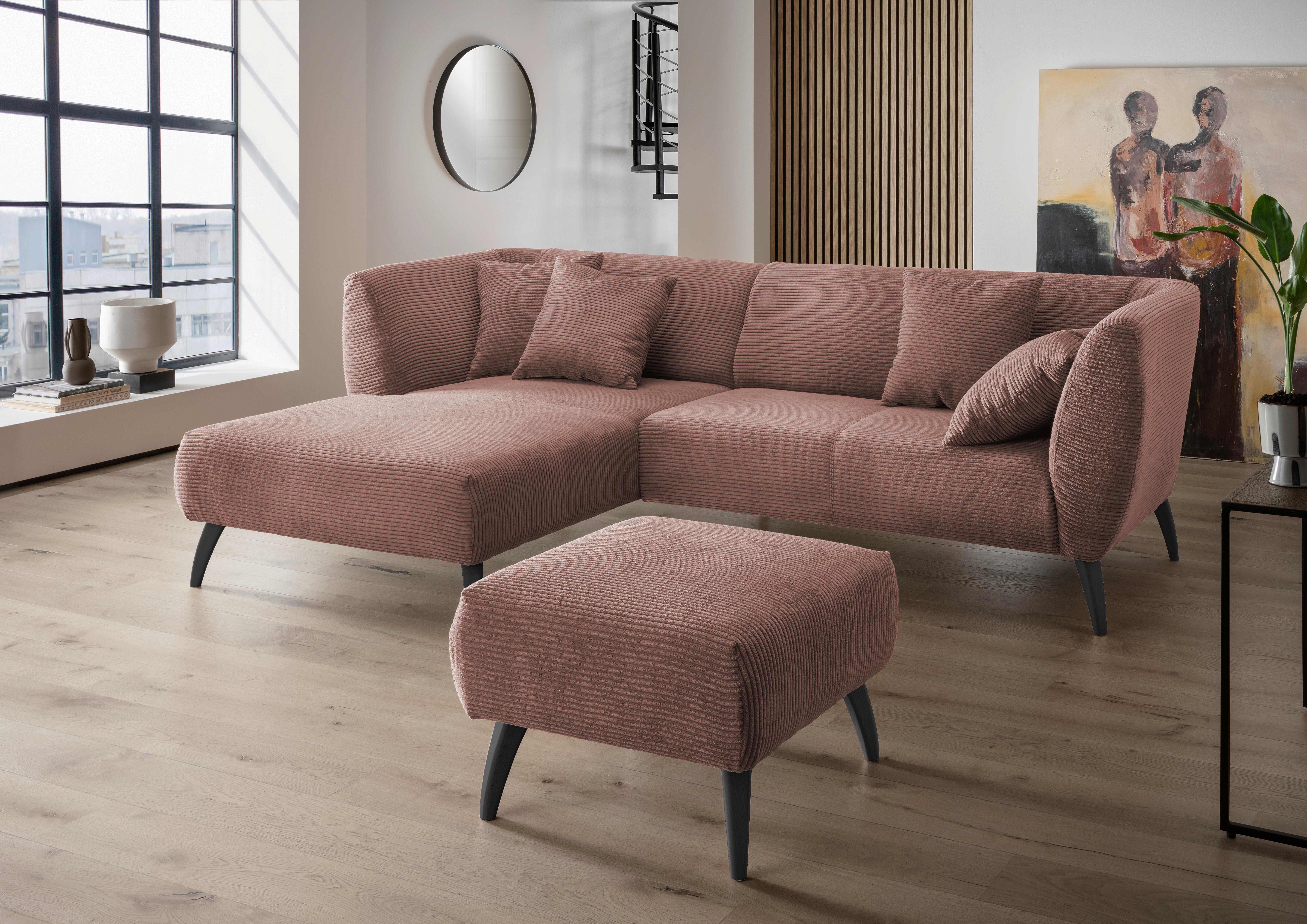 Ecksofa Colori Rosa S: 160/264 cm - Schwarz/Rosa, MODERN, Holz/Textil (160/264cm) - MID.YOU