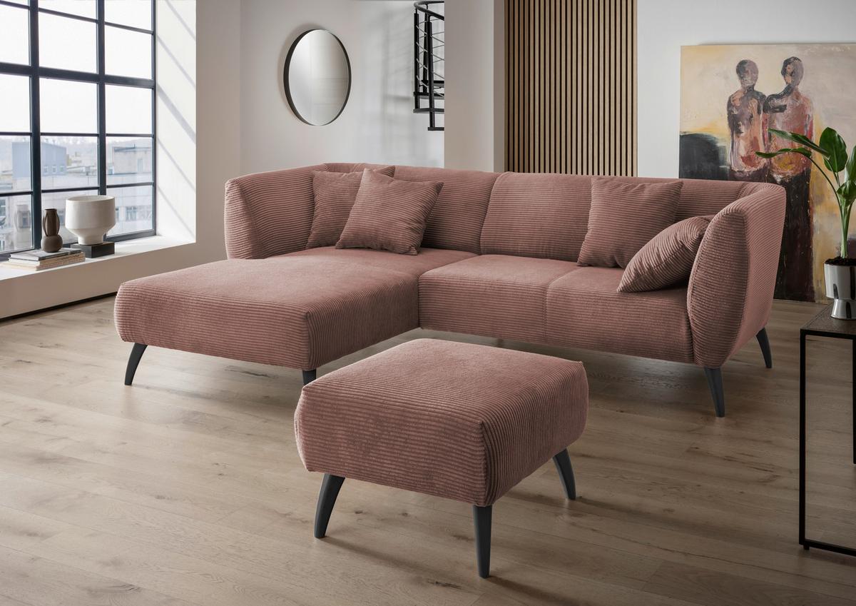 Ecksofa Colori Rosa S: 160/264 cm - Schwarz/Rosa, MODERN, Holz/Textil (160/264cm) - MID.YOU