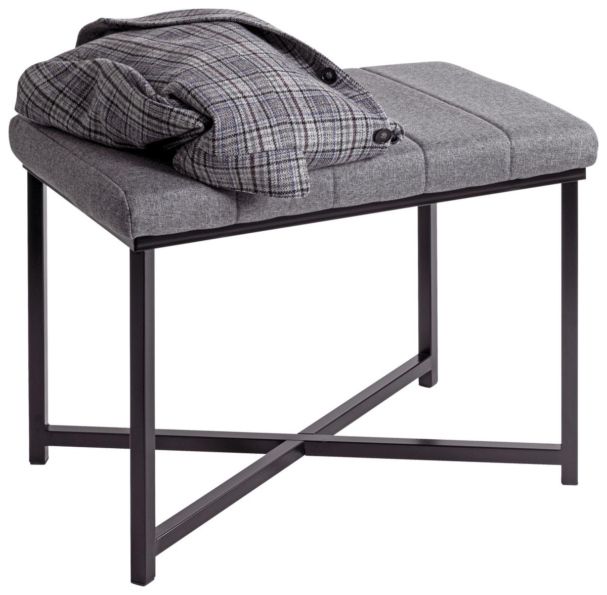 Sitzbank Benedikt 3 Textil Grau, B: 58 cm - Schwarz/Grau, Trend, Textil/Metall (58/47/38cm)