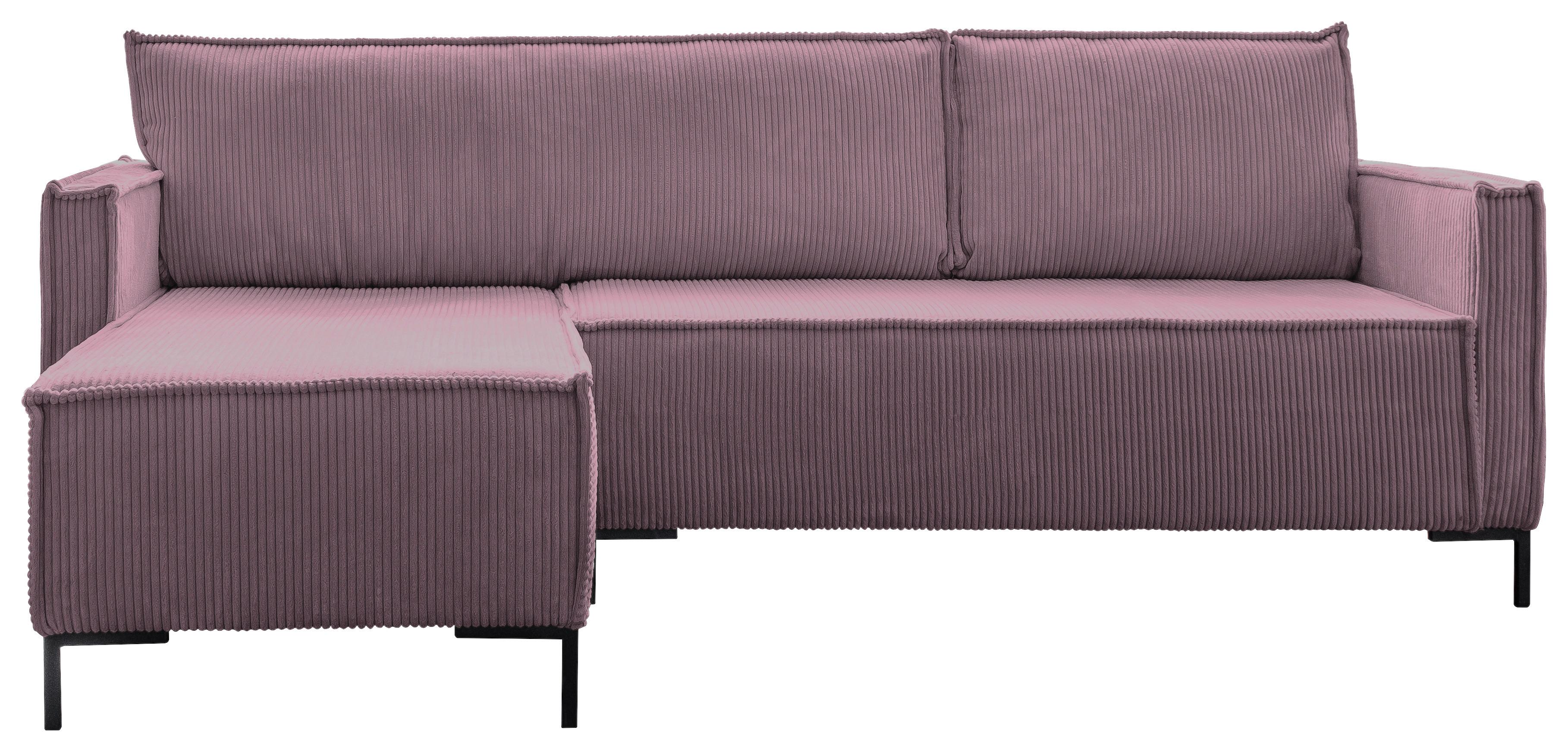 Rohová sedačka, starorůžová - starorůžová/černá, Design, kov/textil (232/90/154cm) - MID.YOU