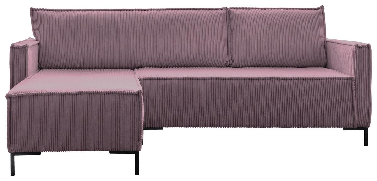 Rohová sedačka, starorůžová - starorůžová/černá, Design, kov/textil (232/90/154cm) - MID.YOU