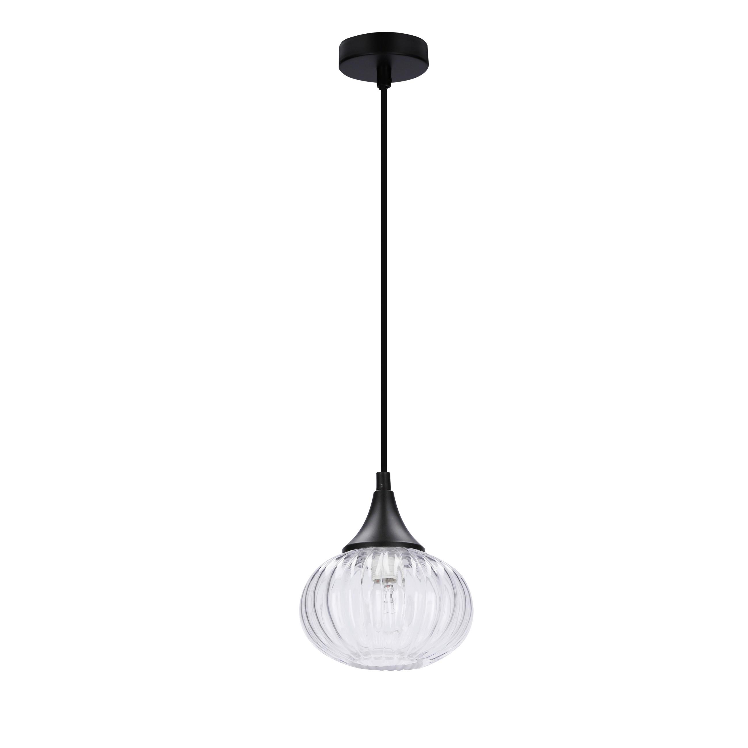 PENDELLEUCHTE EXETER 50101275 - Schwarz, KONVENTIONELL, Glas/Metall (14,5/90cm)