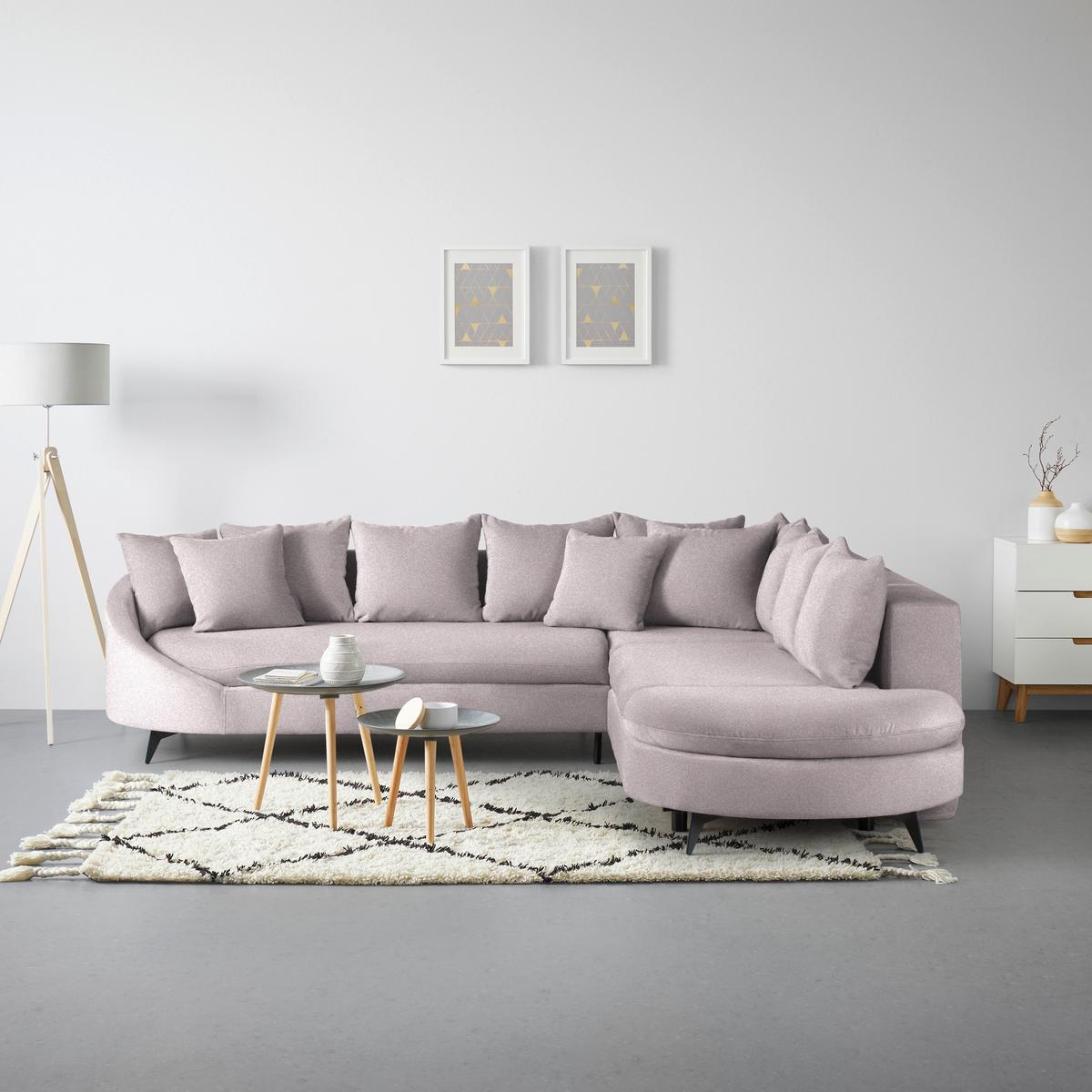Rohová sedačka AXEL, pravá, šeříková tkanina - černá/šeříková, Moderní, kov/textil (291/250cm) - Mömax