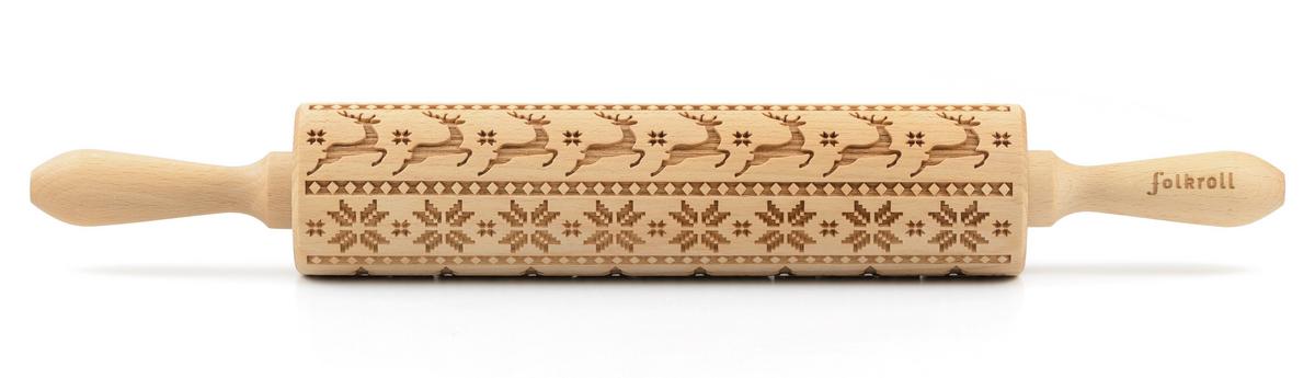 Motiv-teigrolle, Holz Teigrolle 3d Motivbuchenholz - Naturfarben, Basics, Holz (43/6/6cm) - Folkroll