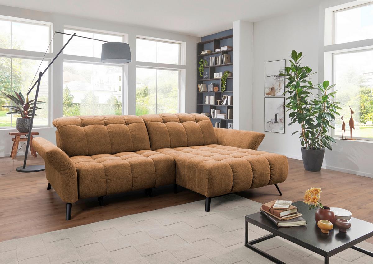 Ecksofa Coast Cognac B: 244-270 Cm - Cognac/Schwarz, KONVENTIONELL, Holzwerkstoff/Textil (244-270/87-104/173cm)