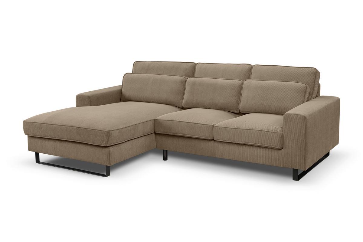 Ecksofa Bolivia Beigebraun S:276x183cm - Beige/Beigebraun, Basics, Holzwerkstoff/Textil (276/183cm) - MID.YOU