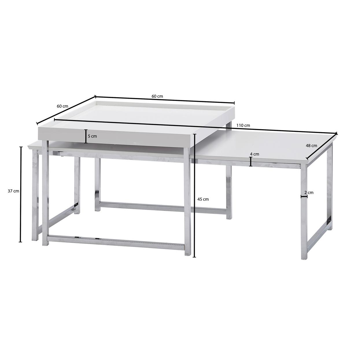 Satztisch Wl6.500 Weiß B: 110 Cm - Chromfarben/Weiß, MODERN, Holzwerkstoff/Metall (110/37/48cm) - MID.YOU