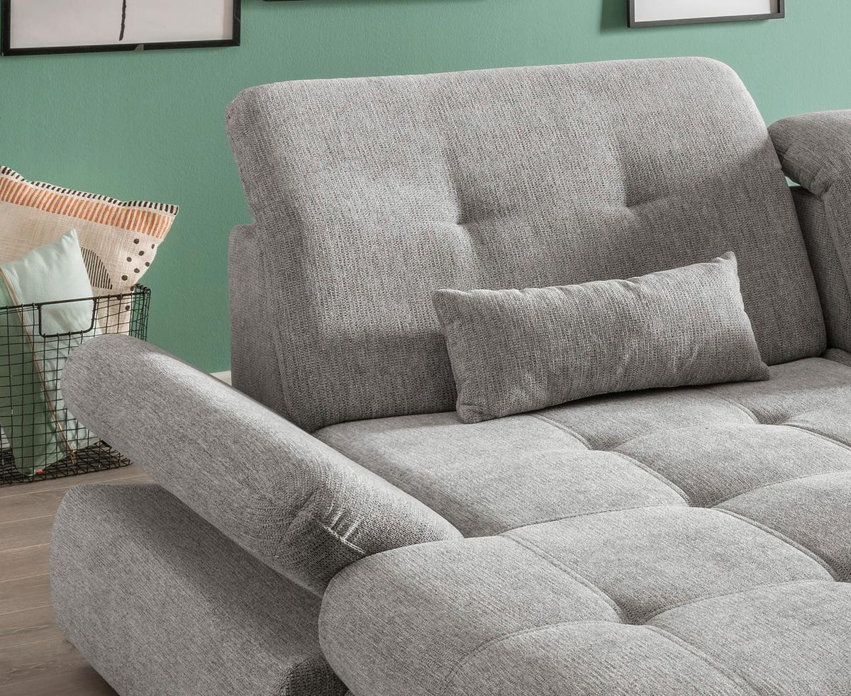 Ecksofa Mit Schlaffunktion Dalida Silberfarben Chenille - Chromfarben/Silberfarben, Design, Textil (196/300cm) - Livetastic