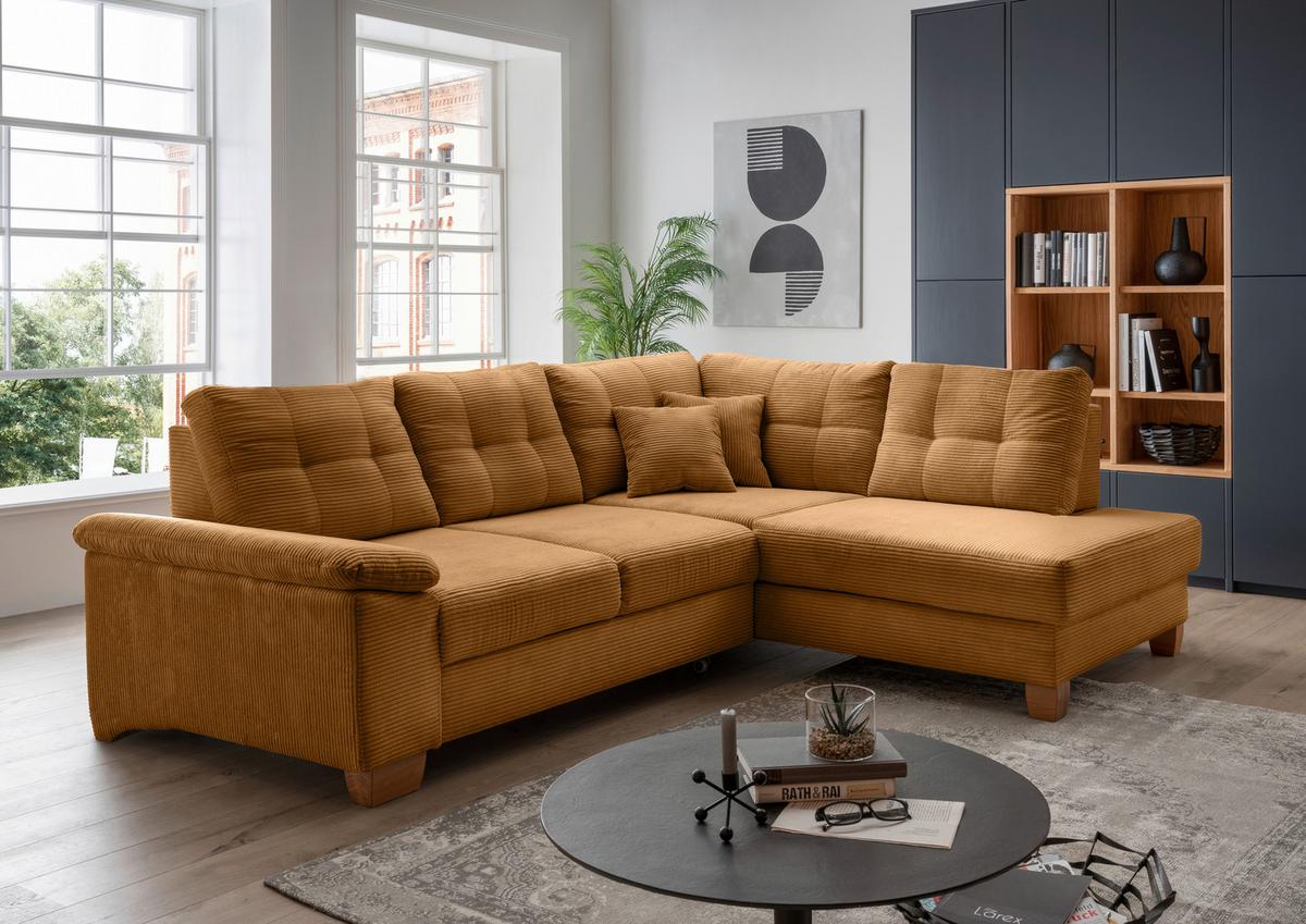 Ecksofa Brizzini Goldfarben S: 274x206 Cm - Goldfarben/Naturfarben, MODERN, Textil (274/206cm) - Livetastic