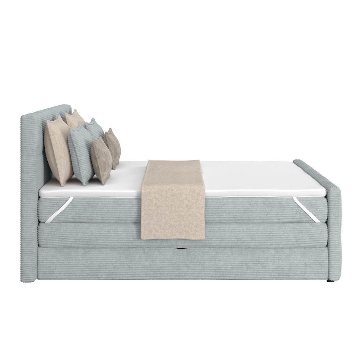 Boxspringbett mit Topper mit Bettkasten 180x200 cm Medino - Silberfarben, KONVENTIONELL, Holz/Holzwerkstoff (180/200cm)