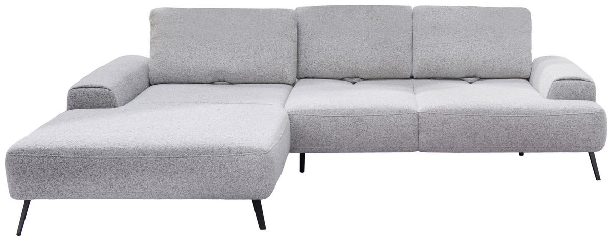 Ecksofa Astoria Hellgrau S: 178x305 cm - Hellgrau/Schwarz, Design, Textil (178/305cm) - Livetastic