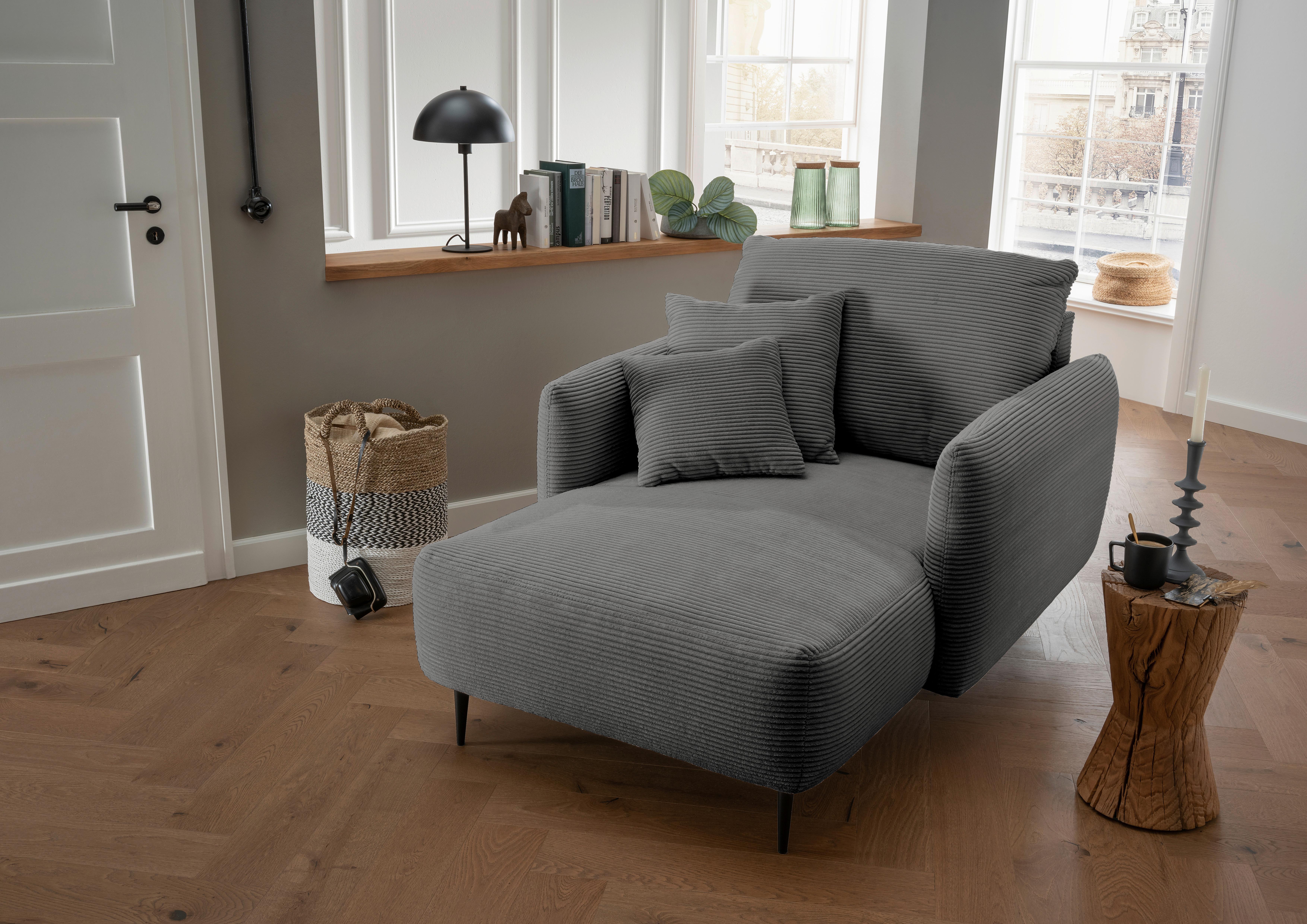 XXL-Sessel Vanilla, Grau B: 112 cm - Schwarz/Grau, Design, Textil (112/95/158cm) - Livetastic