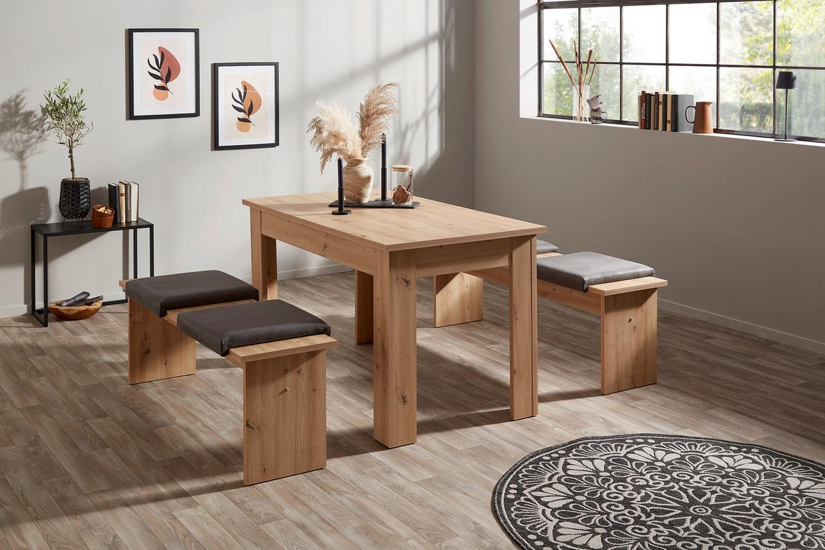 Essgruppe Paris 3-Tlg. Eiche Artisan Dekor - Eiche Artisan, KONVENTIONELL, Holzwerkstoff (137/77/75cm)