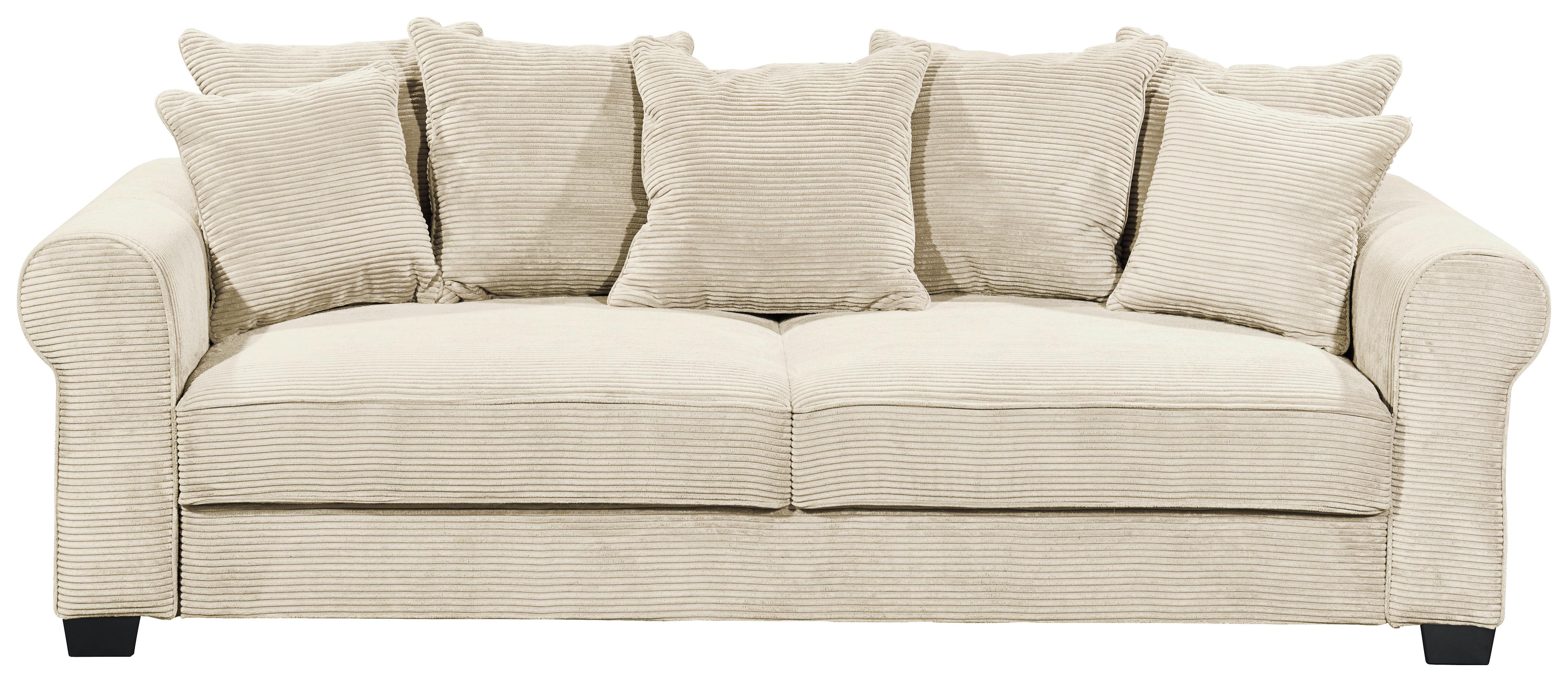2-Sitzer-Sofa mit Schlaffunktion Maureen B:250cm - Creme/Schwarz, KONVENTIONELL, Textil (247/95/125cm) - MID.YOU