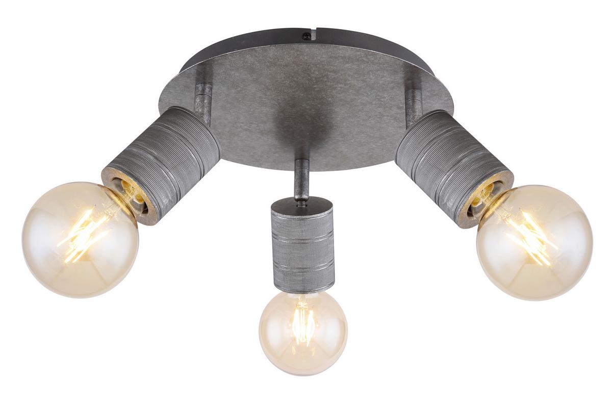 Strahler 3-Flammig Ø 28 cm - Silberfarben, Basics, Metall (28/16cm) - Globo