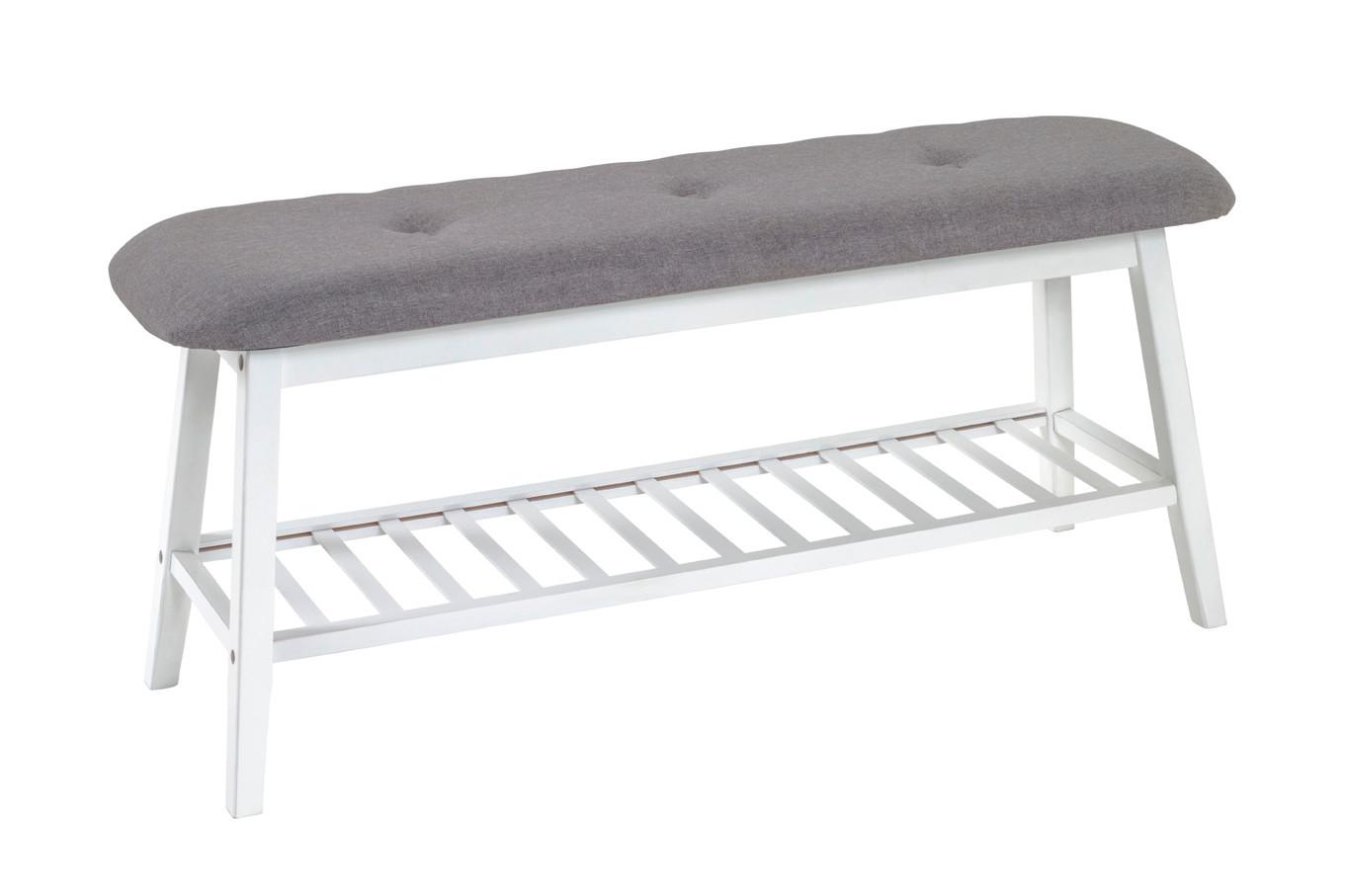 Garderobenbank Nicole B: 100 cm Grau/Weiß