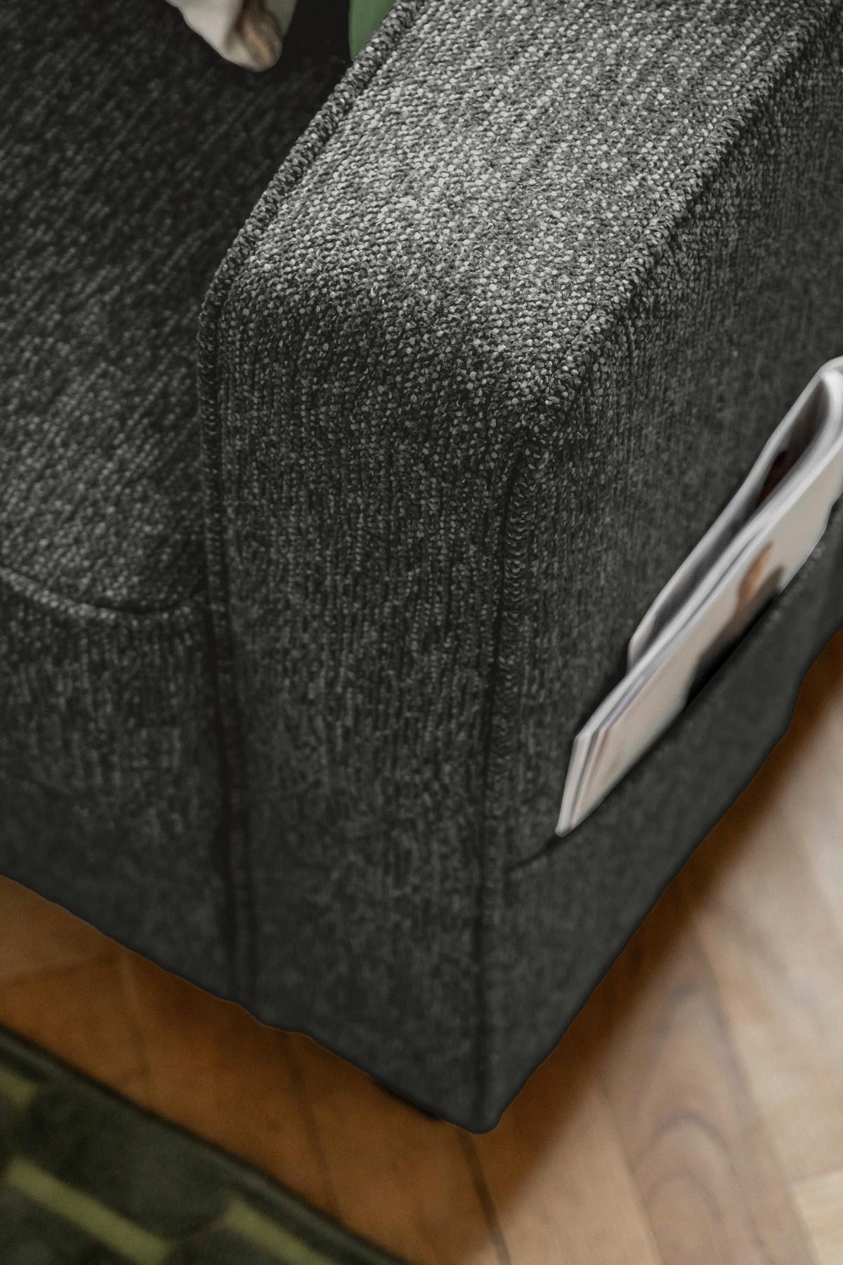 Ecksofa Molly Dunkelgrau S: 198x233 cm - Dunkelgrau/Schwarz, Textil (198/233cm) - MID.YOU
