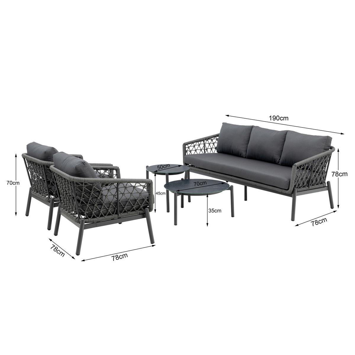 GARTENSET HAVEN - Anthrazit, MODERN, Glas/Kunststoff - Gardenson