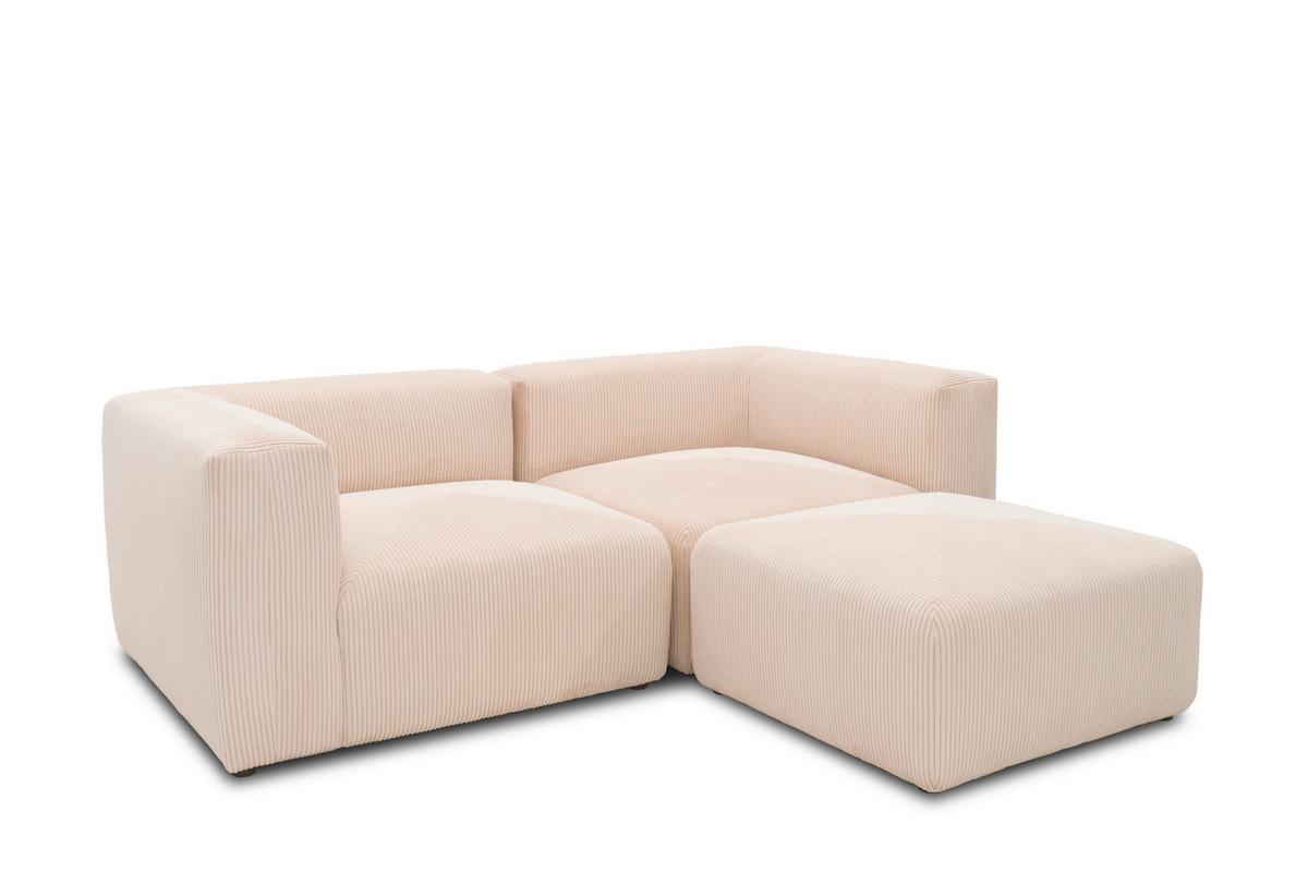 Ecksofa Creme B: 216 Cm - Creme/Schwarz, Design, Textil (216/69/193cm) - MID.YOU