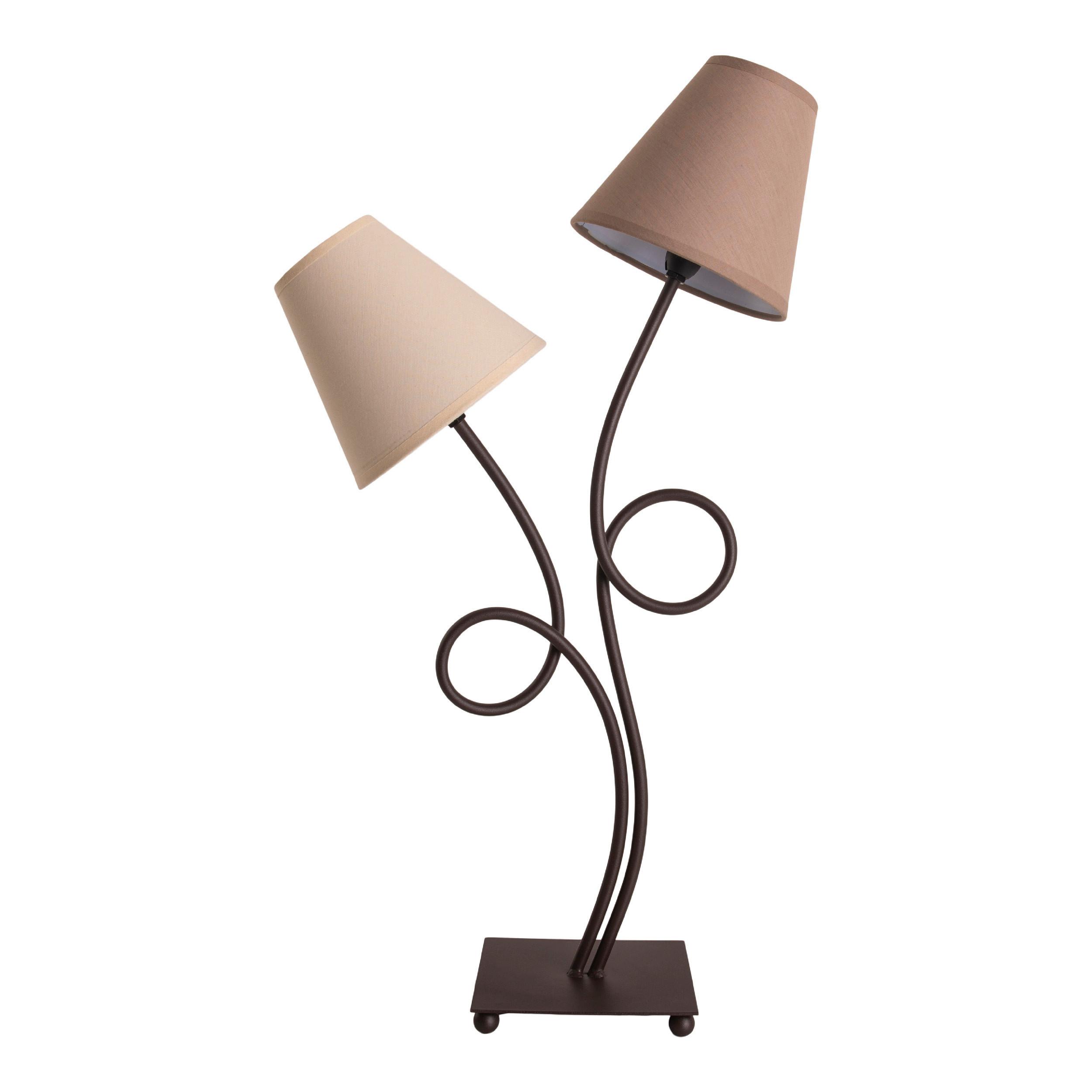 Tischlampe Boho Beige/Braun mit Kippschalter - Braun, LIFESTYLE, Textil/Metall (38/65cm) - Näve