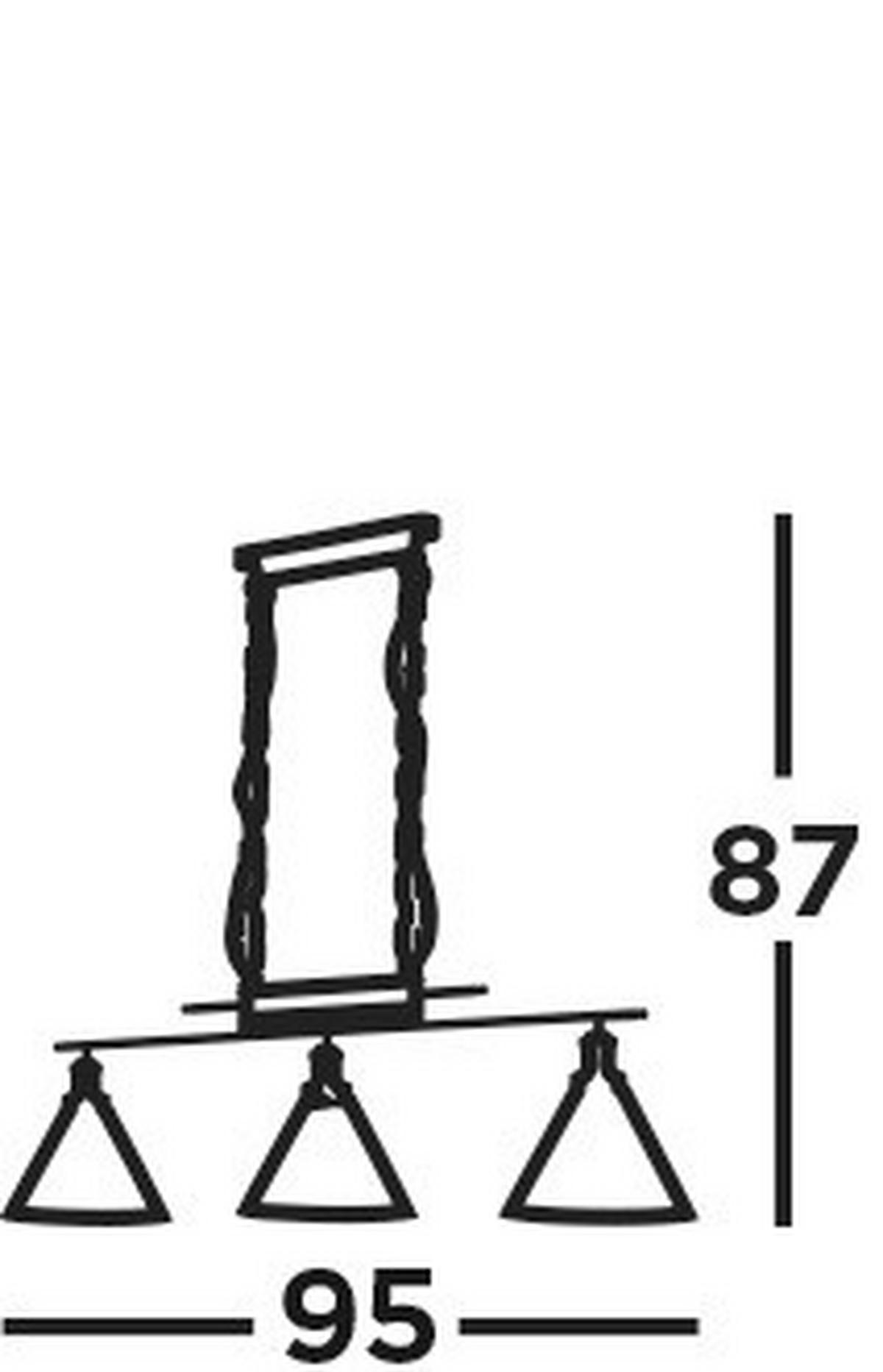 Hängeleuchte Pyramid H: 87 Cm 3-Flammig - Silberfarben, KONVENTIONELL, Glas/Metall (95/87/23cm)