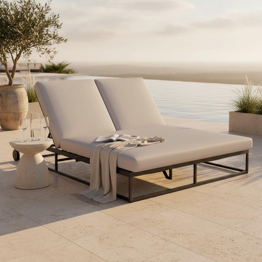 ZÁHRADNÉ LEŽADLO BERRY - svetlosivá, Modern, kov/textil (143/45-83/200cm) - Bessagi Garden