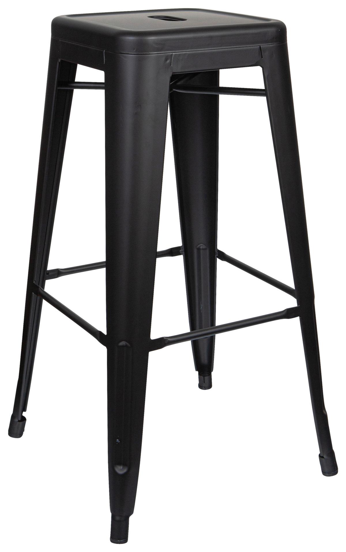 Barhocker Vantaggio High Brush stapelbar Schwarz bis 150 kg - Schwarz, Basics, Metall (44/77/44cm) - MID.YOU