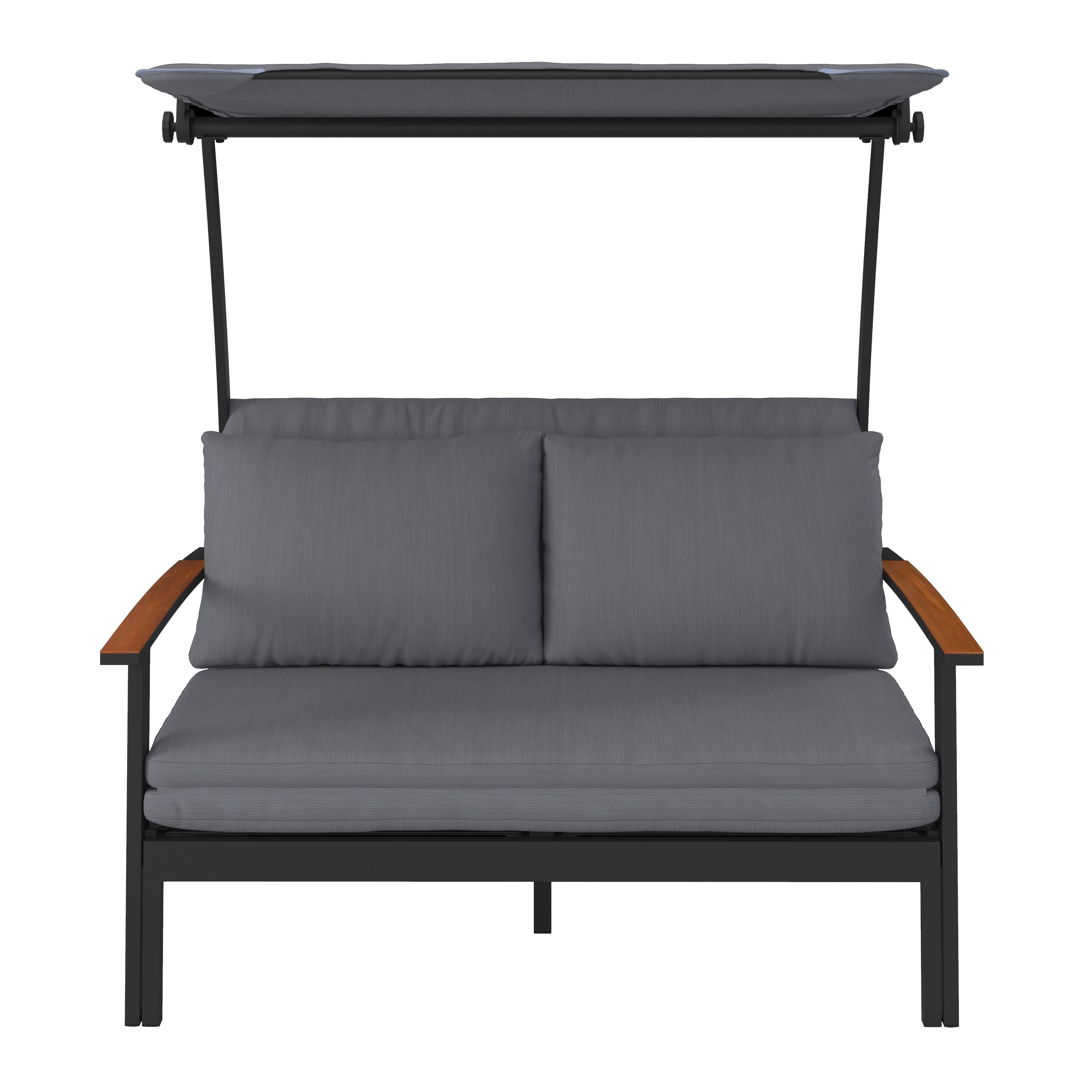 POHOVKA NA TERASU SERDAL - čierna/svetlosivá, Modern, kov/textil (138/147/97cm) - Mömax