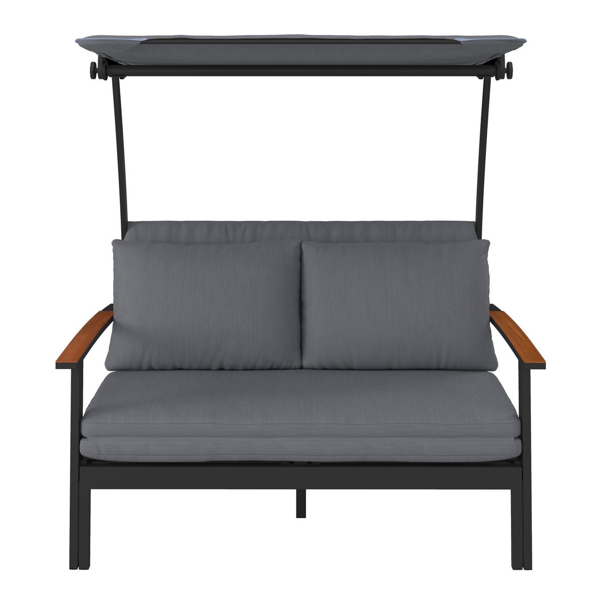 RELAXAČNÍ POHOVKA SERDAL - černá/světle šedá, Moderní, kov/textil (138/147/97cm) - Mömax